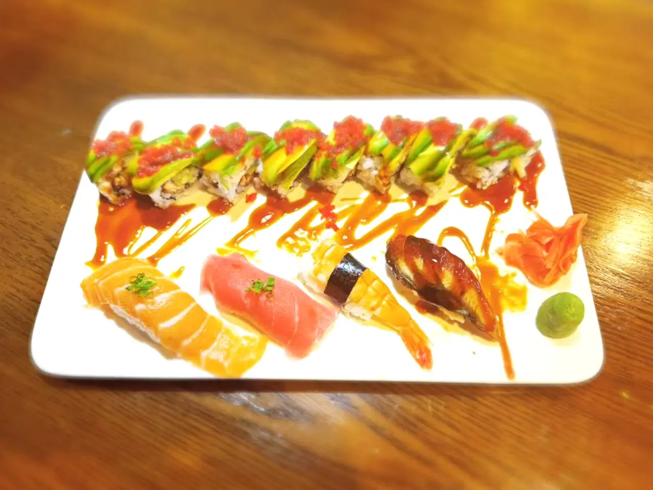 Gourmet Sushi Set Elaborate sushi rolls with unique toppings at Sakura, a Japanese restaurant in Clark